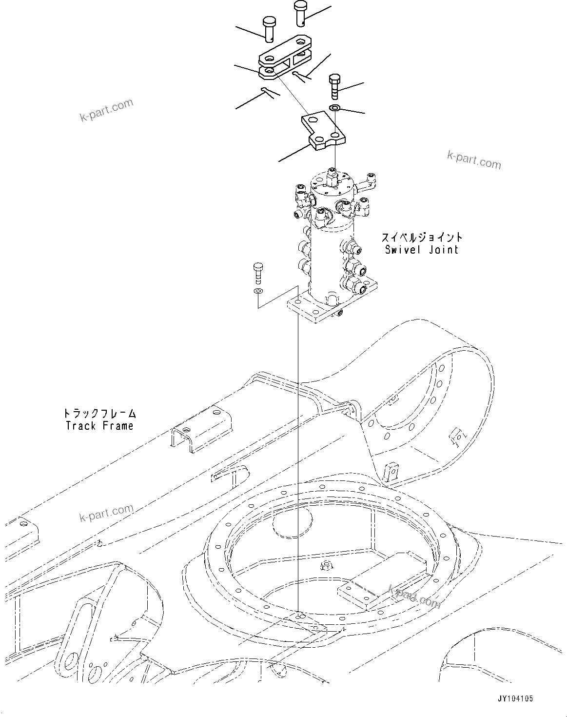 Komatsu parts book diagram for PC25MR-5 S/N 26001-UP: TRACK FRAME, SWIVEL LOCK(#25001-)
