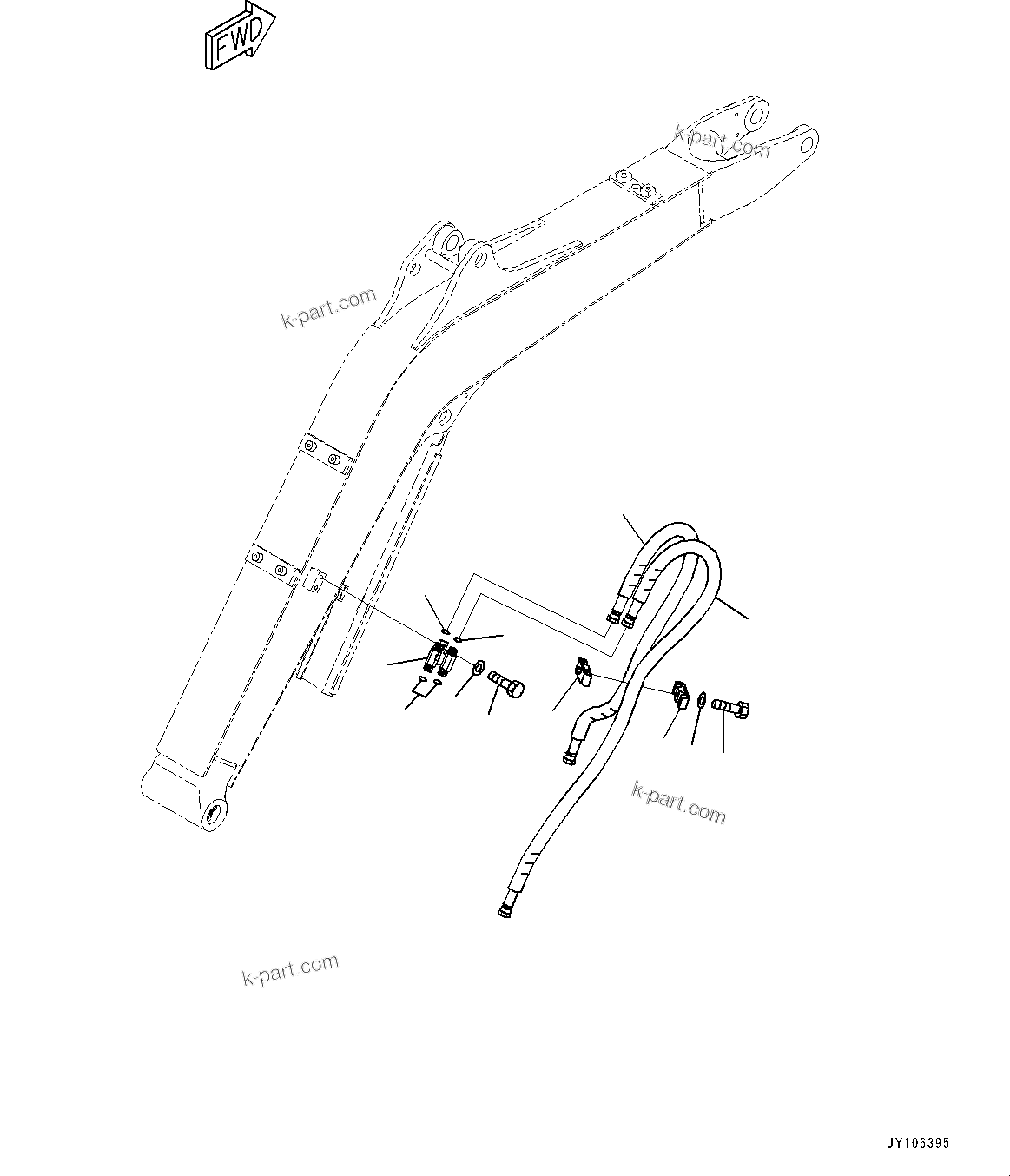 Komatsu parts book diagram for PC25MR-5 S/N 26001-UP: BOOM UNIT, BOOM CYLINDER PIPING(#26001-)
