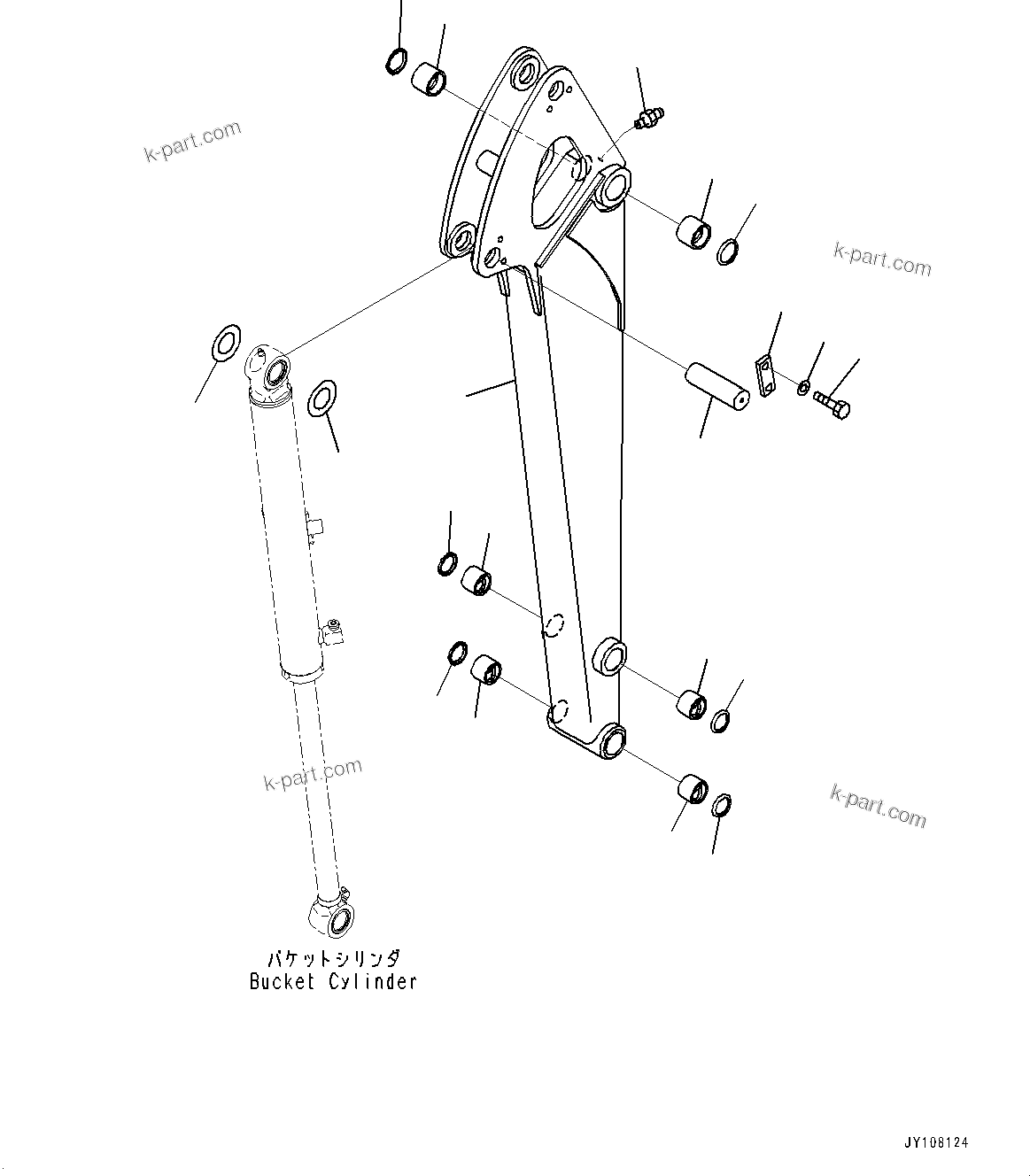 Komatsu parts book diagram for PC25MR-5 S/N 26001-UP: ARM UNIT, ARM AND BUSHING (1115MM ARM)(#25001-)