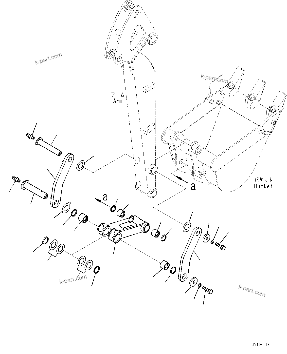 Komatsu parts book diagram for PC25MR-5 S/N 26001-UP: ARM UNIT, BUCKET LINK(#25001-)