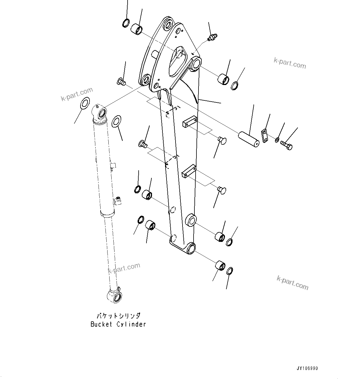 Komatsu parts book diagram for PC25MR-5 S/N 26001-UP: ARM UNIT, ARM AND BUSHING (1115MM ARM, ARM CRANE)(#25001-)