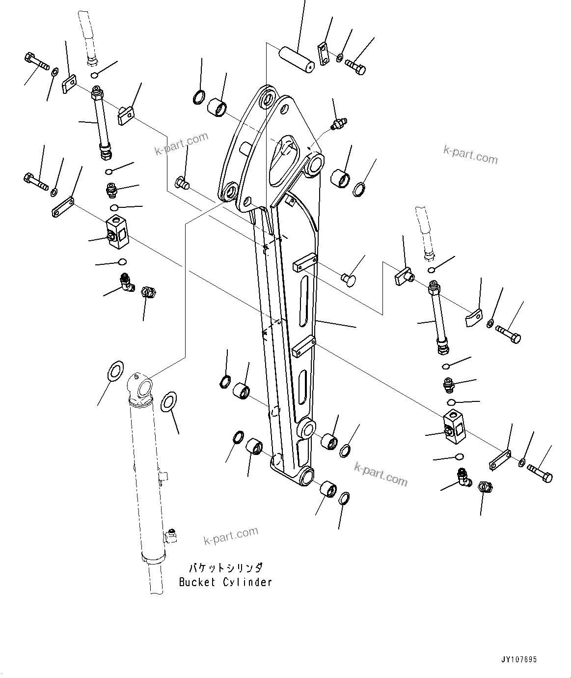 Komatsu parts book diagram for PC25MR-5 S/N 26001-UP: ARM UNIT, ARM AND BUSHING (1115MM ARM, ARM CRANE, 3 FACE REINFORCED TYPE, 1-ATTACHMENT)(#25001-)