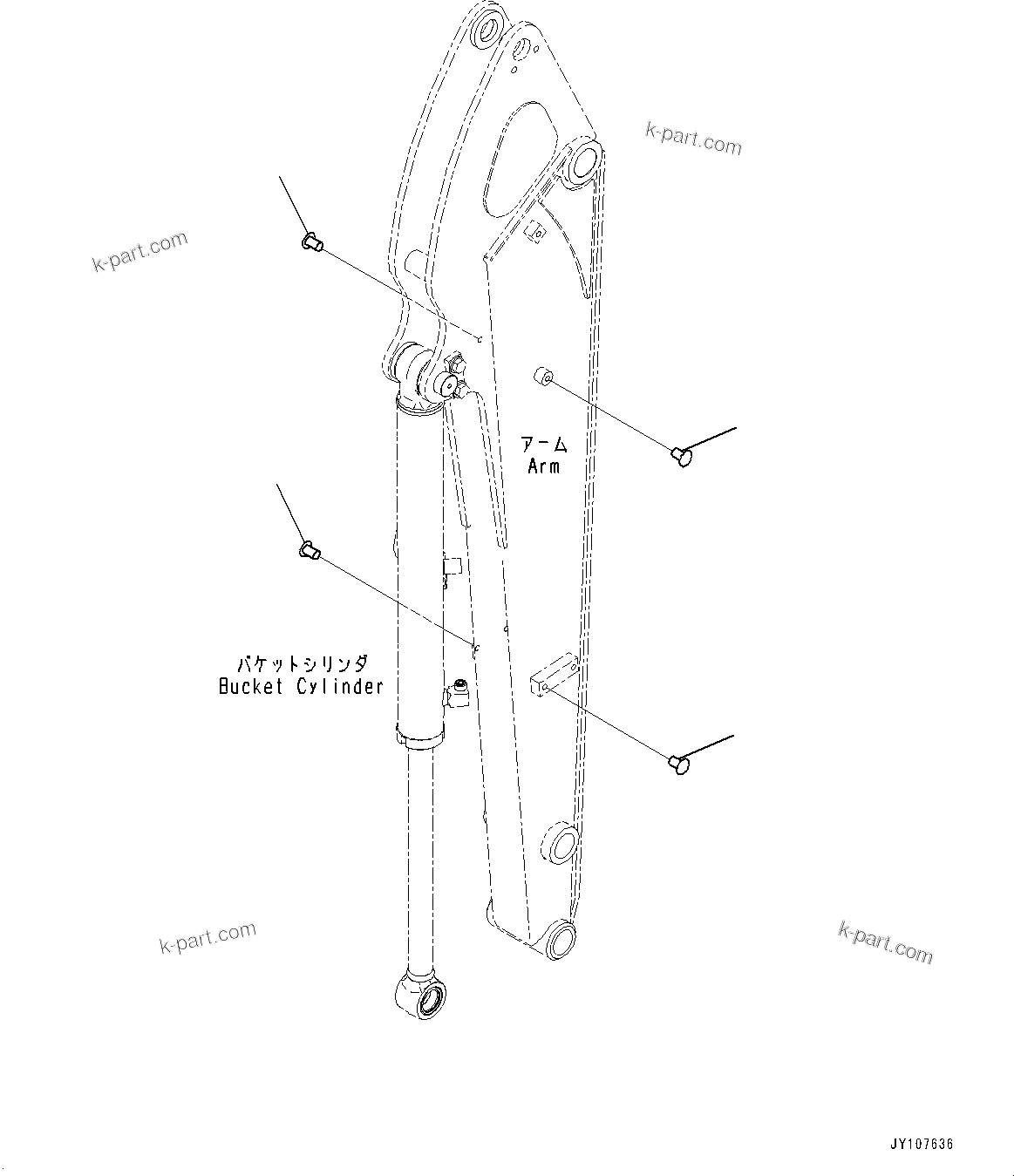 Komatsu parts book diagram for PC25MR-5 S/N 26001-UP: ARM UNIT, CAP (LONG ARM, ARM CRANE)(#25001-)