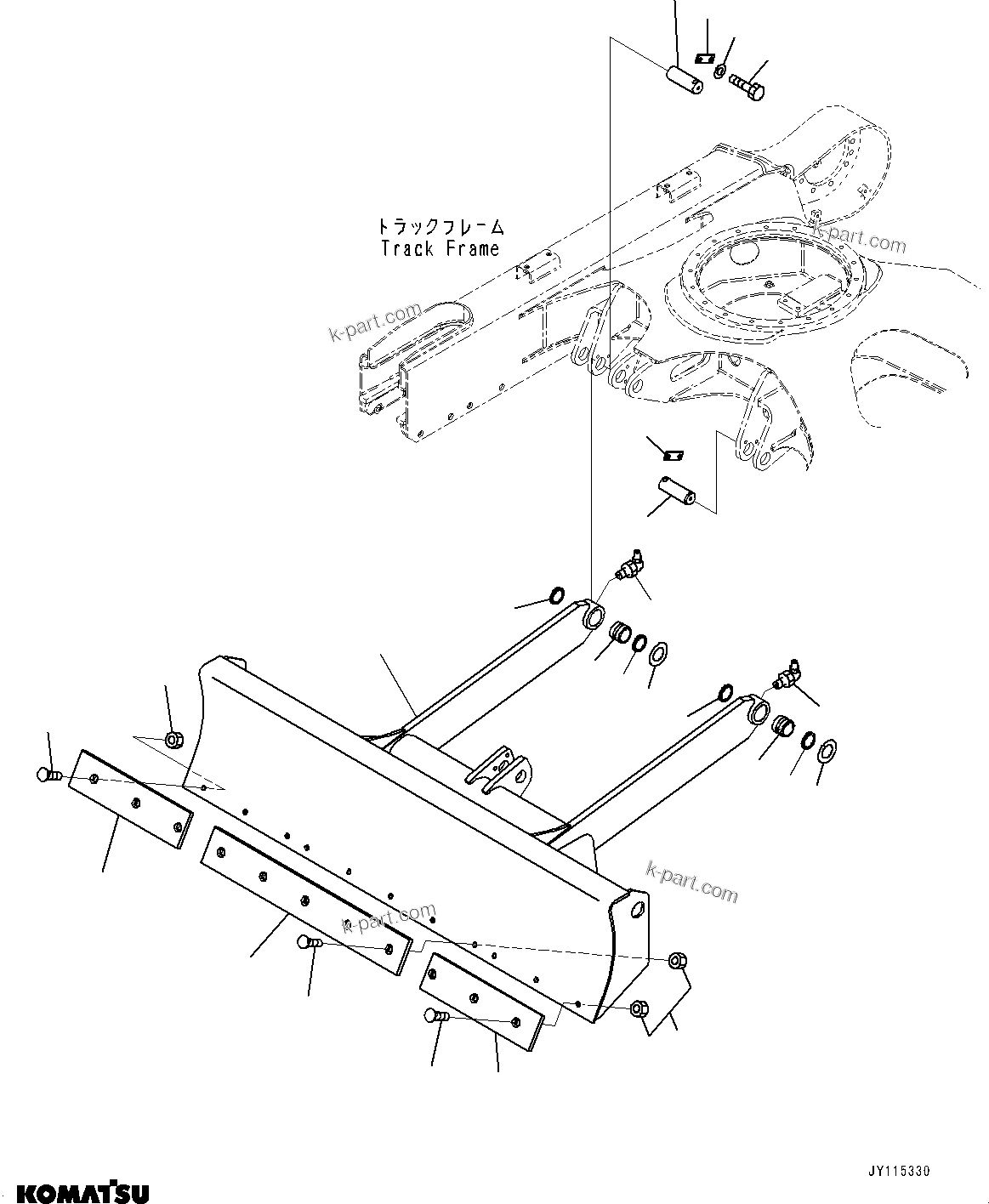 Komatsu parts book diagram for PC25MR-5 S/N 26001-UP: BLADE, (REINFORCED BLADE TYPE DOZER, BOLT ON CUTTING EDGE)(#25001-)