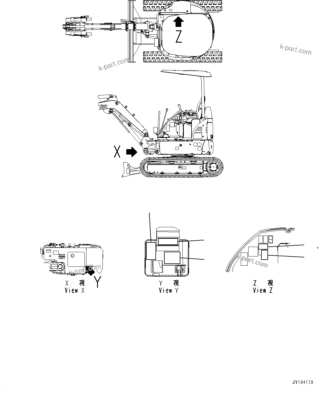 Komatsu parts book diagram for PC25MR-5 S/N 26001-UP: LEVER SHIFT PATTERN, (WITH MULTI CONTROL PATTERN CHANGE OVER VALVE)(#25001-)
