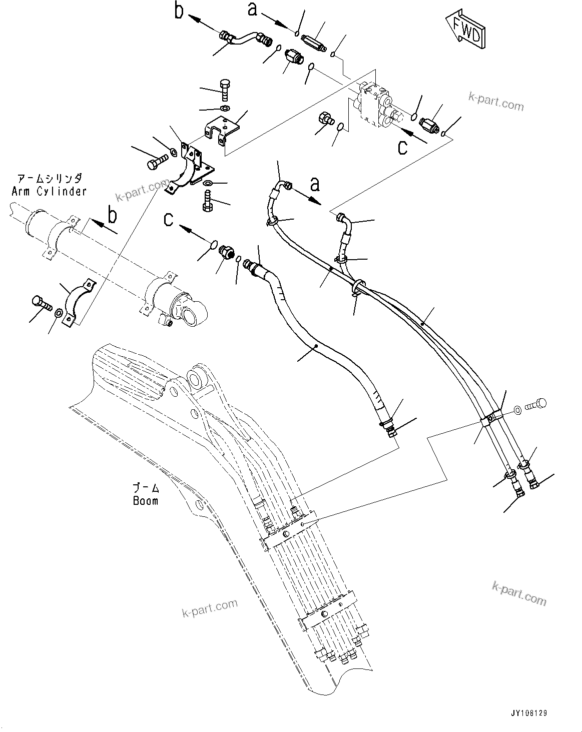 Komatsu parts book diagram for PC25MR-5 S/N 26001-UP: ARM CRANE UNIT, ARM ANTI-DROP VALVE PIPING(#26001-)