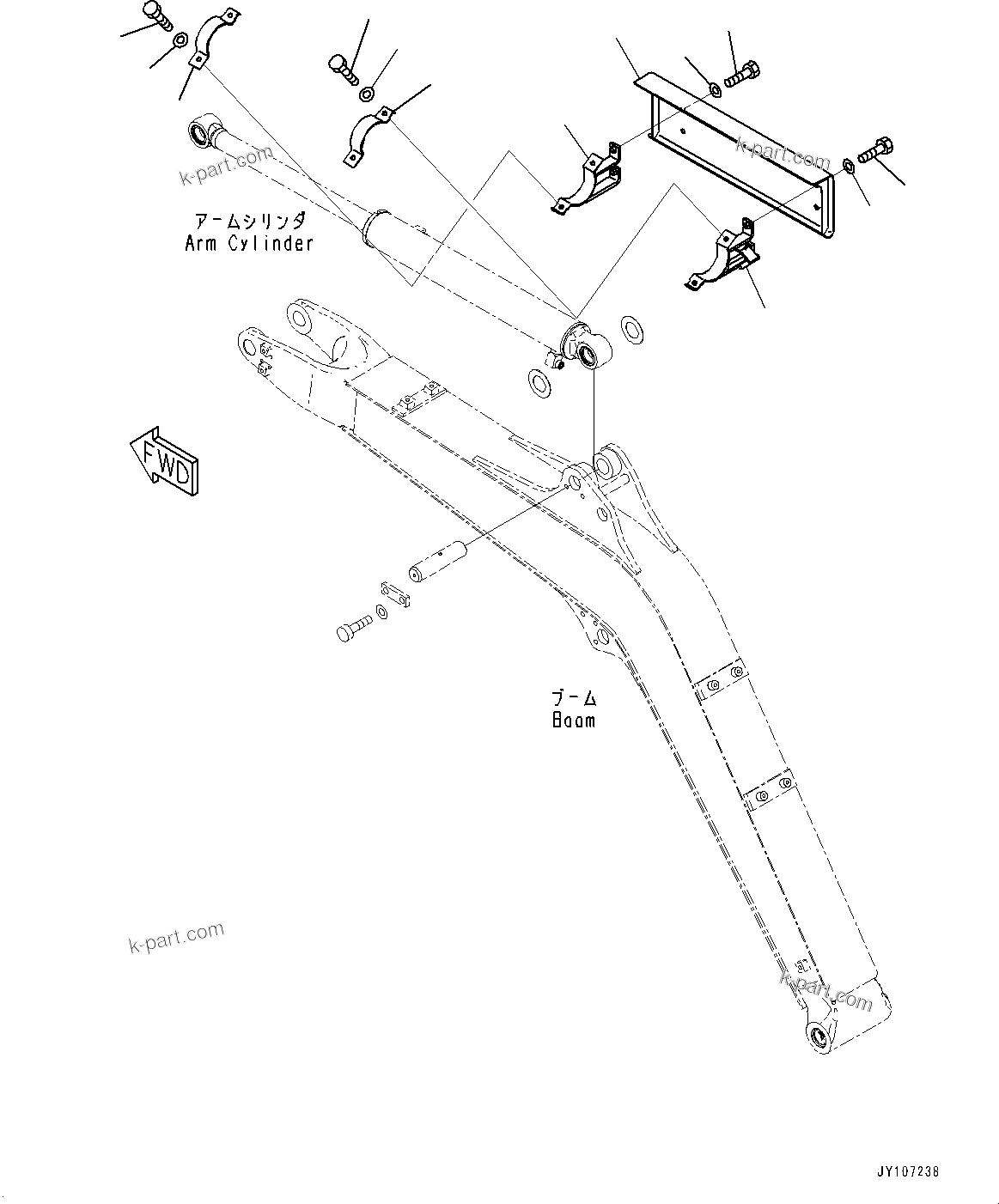 Komatsu parts book diagram for PC25MR-5 S/N 26001-UP: ARM CRANE UNIT, ARM ANTI-DROP VALVE MOUNTING(#26001-)