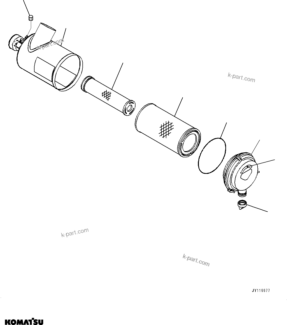 Komatsu parts book diagram for D39PXI-24 S/N 110001-UP: AIR CLEANER, INNER PARTS, AIR CLEANER(#95001-)