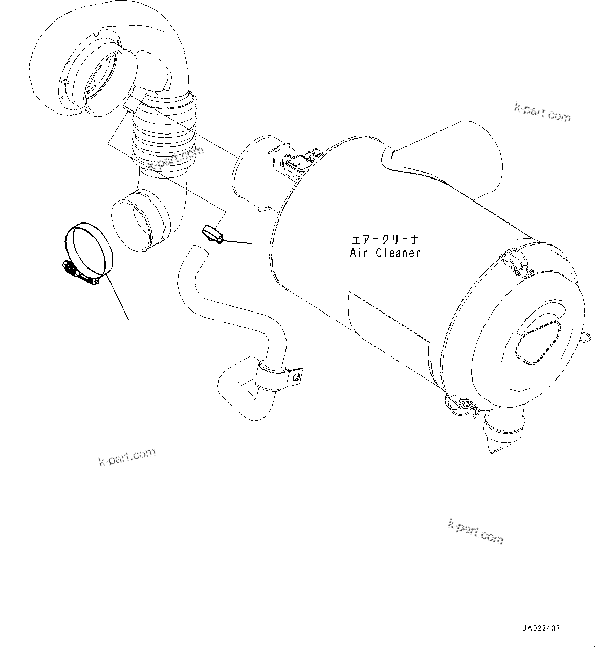 Komatsu parts book diagram for D39PXI-24 S/N 110001-UP: AIR CLEANER, CLAMP(#95001-)