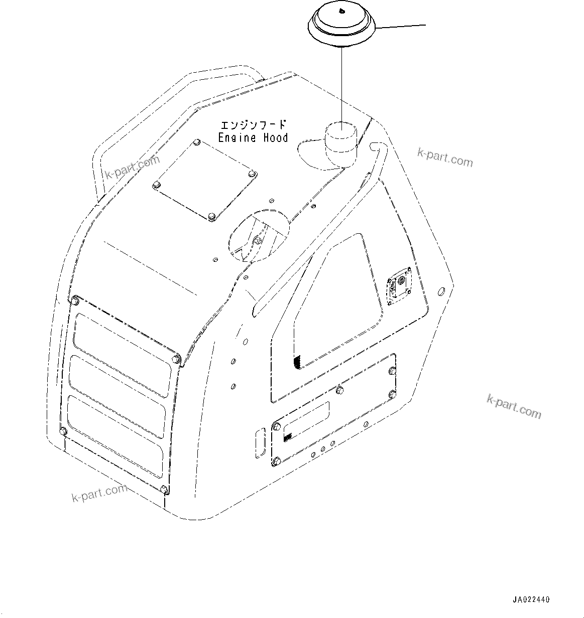 Komatsu parts book diagram for D39PXI-24 S/N 110001-UP: AIR CLEANER, CAP(#95001-)