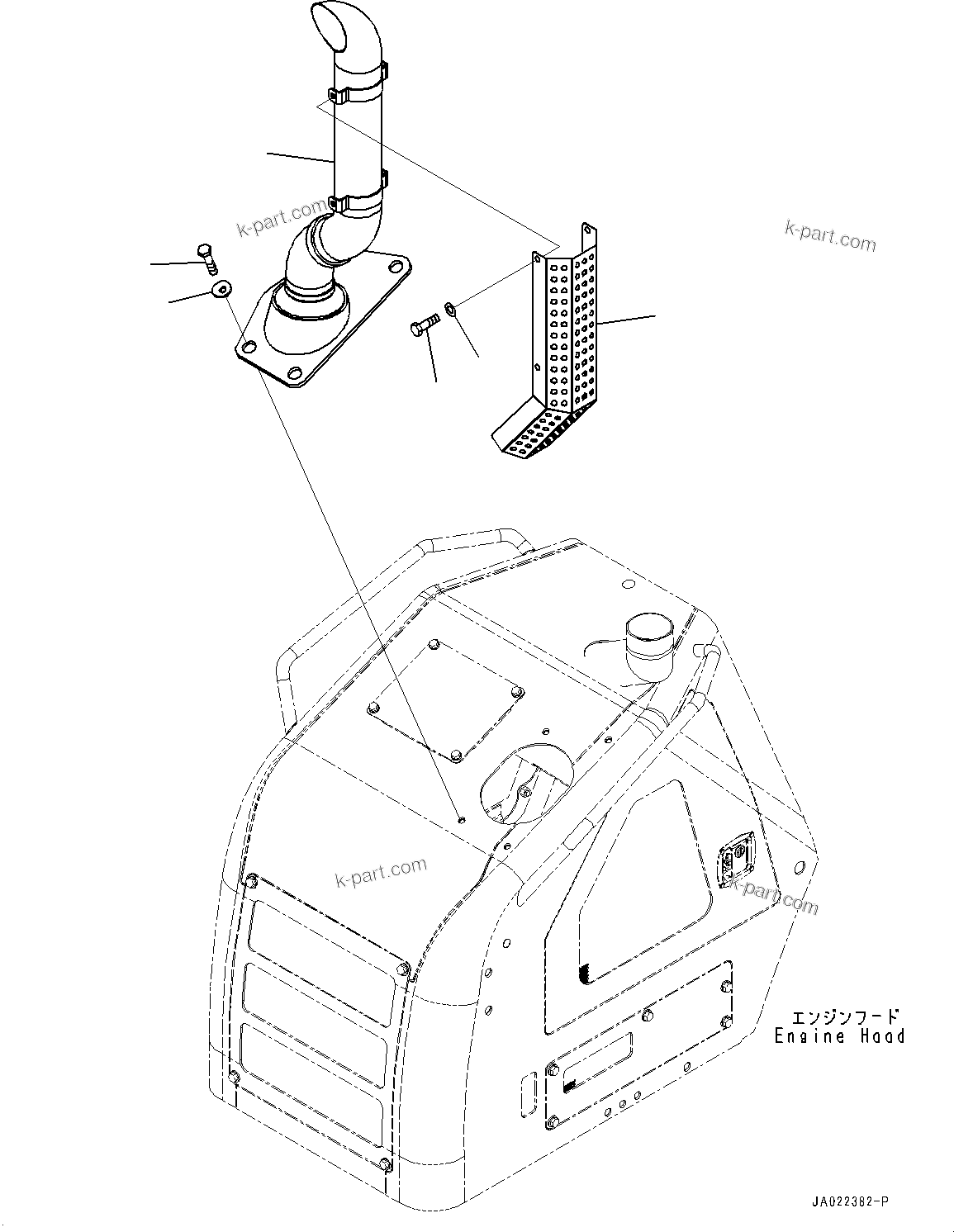Komatsu parts book diagram for D39PXI-24 S/N 110001-UP: EXHAUST PIPE, (#95001-)