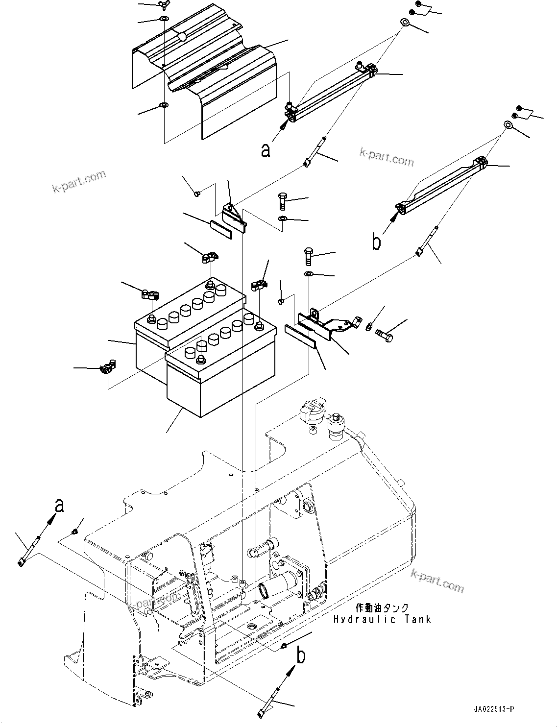 Komatsu parts book diagram for D39PXI-24 S/N 110001-UP: BATTERY, BATTERY AND MOUNTING (LARGE CAPACITY)(#110001-)