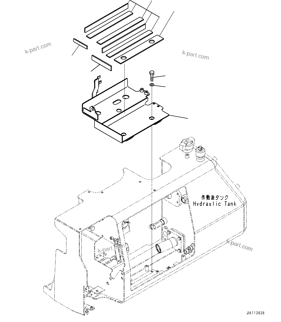 Komatsu parts book diagram for D39PXI-24 S/N 110001-UP: BATTERY, BRACKET (LARGE CAPACITY)(#110001-)
