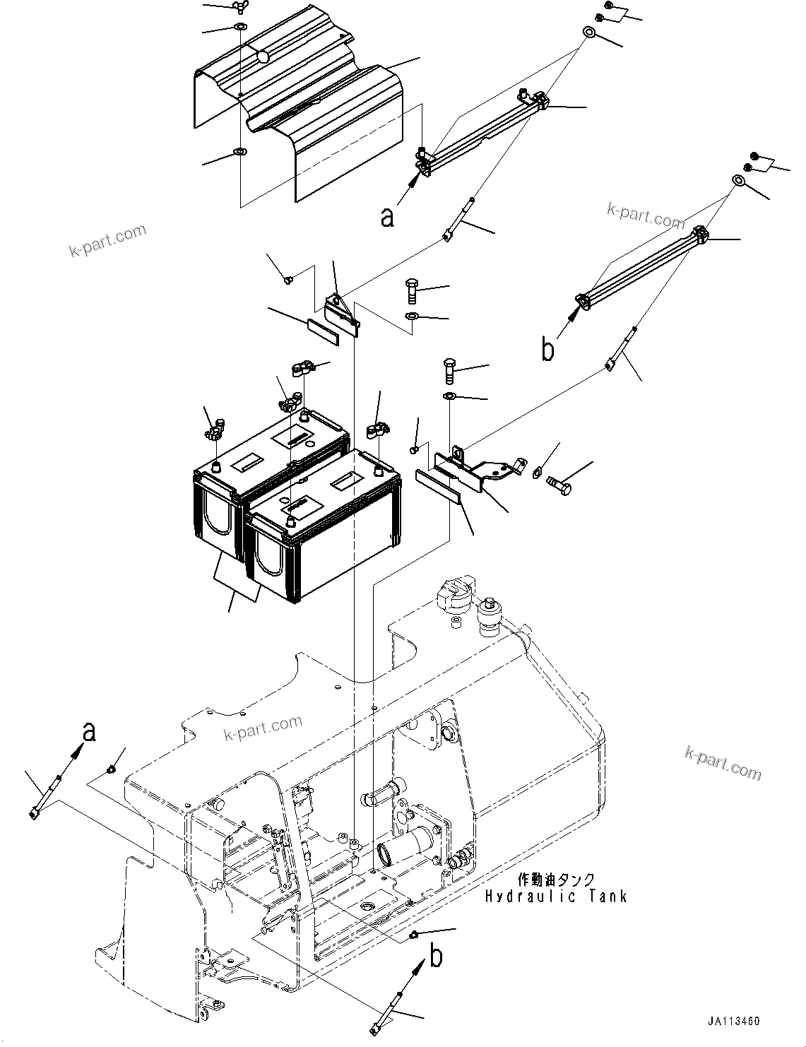 Komatsu parts book diagram for D39PXI-24 S/N 110001-UP: BATTERY, BATTERY AND MOUNTING (LARGE CAPACITY MAINTENANCE-FREE)(#110001-)