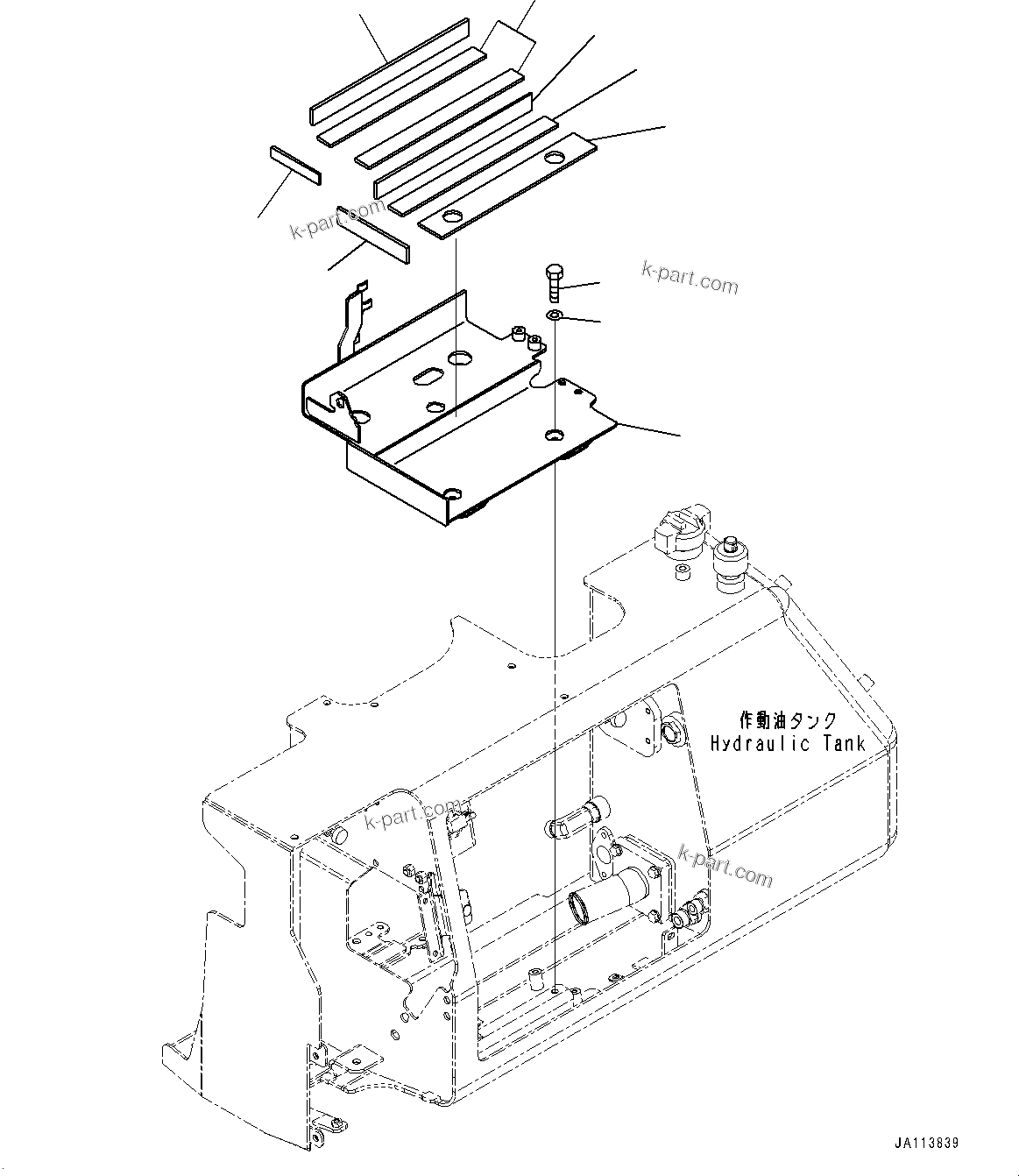 Komatsu parts book diagram for D39PXI-24 S/N 110001-UP: BATTERY, BRACKET (LARGE CAPACITY MAINTENANCE-FREE)(#110001-)