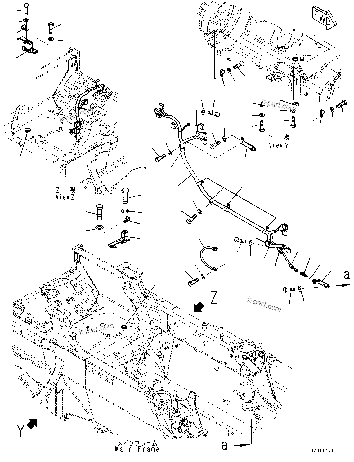 Komatsu parts book diagram for D39PXI-24 S/N 110001-UP: ELECTRIC WIRING HARNESS, WIRING HARNESS (1/3)(#100001-)