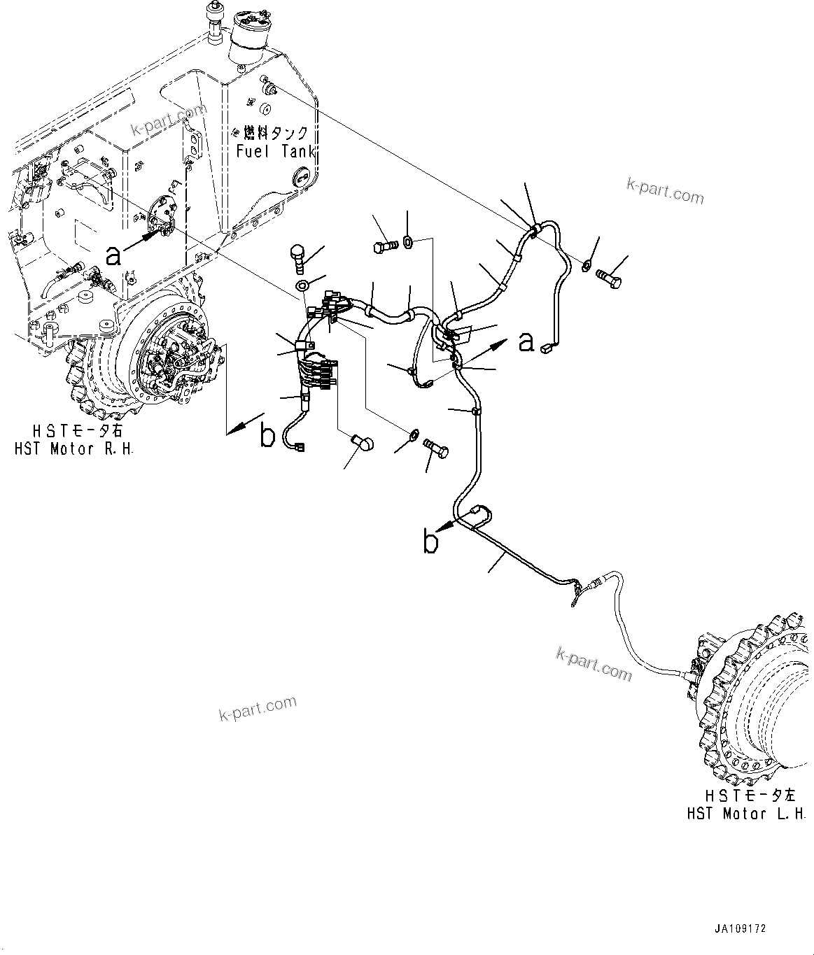 Komatsu parts book diagram for D39PXI-24 S/N 110001-UP: ELECTRIC WIRING HARNESS, FUEL TANK WIRING HARNESS(#100001-)