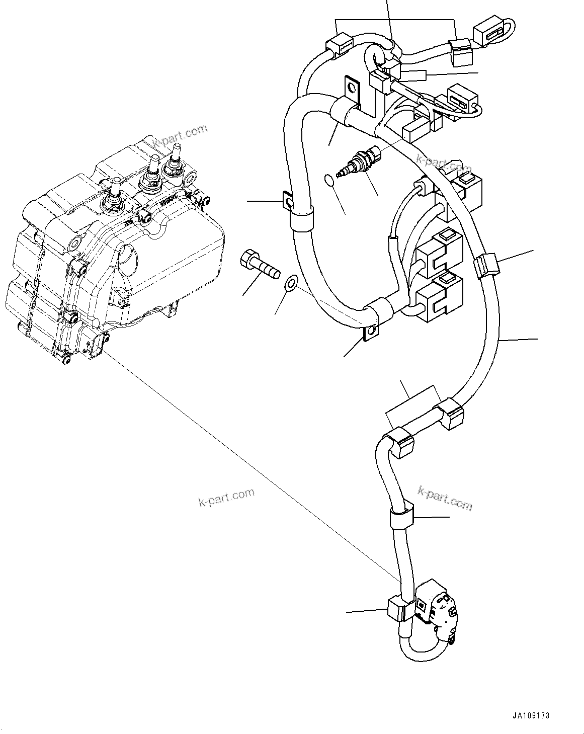 Komatsu parts book diagram for D39PXI-24 S/N 110001-UP: ELECTRIC WIRING HARNESS, WIRING HARNESS (2/3)(#100001-)