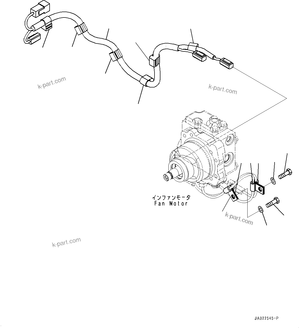 Komatsu parts book diagram for D39PXI-24 S/N 110001-UP: ELECTRIC WIRING HARNESS, FAN MOTOR WIRING HARNESS(#100001-)