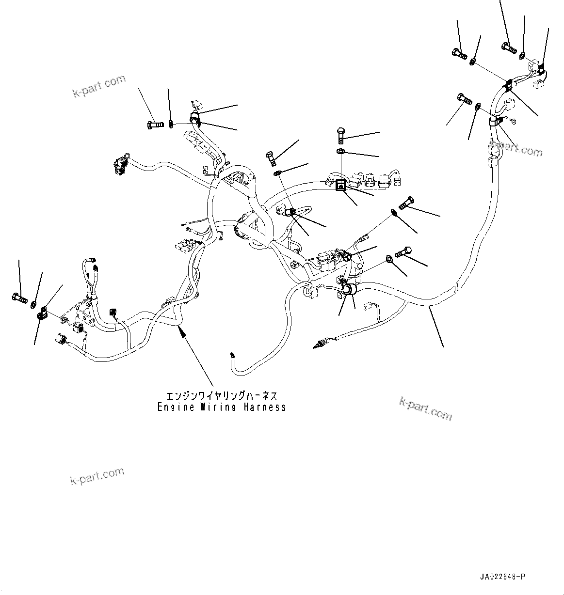 Komatsu parts book diagram for D39PXI-24 S/N 110001-UP: ELECTRIC WIRING HARNESS, MOUNTING (3/4)(#100001-)