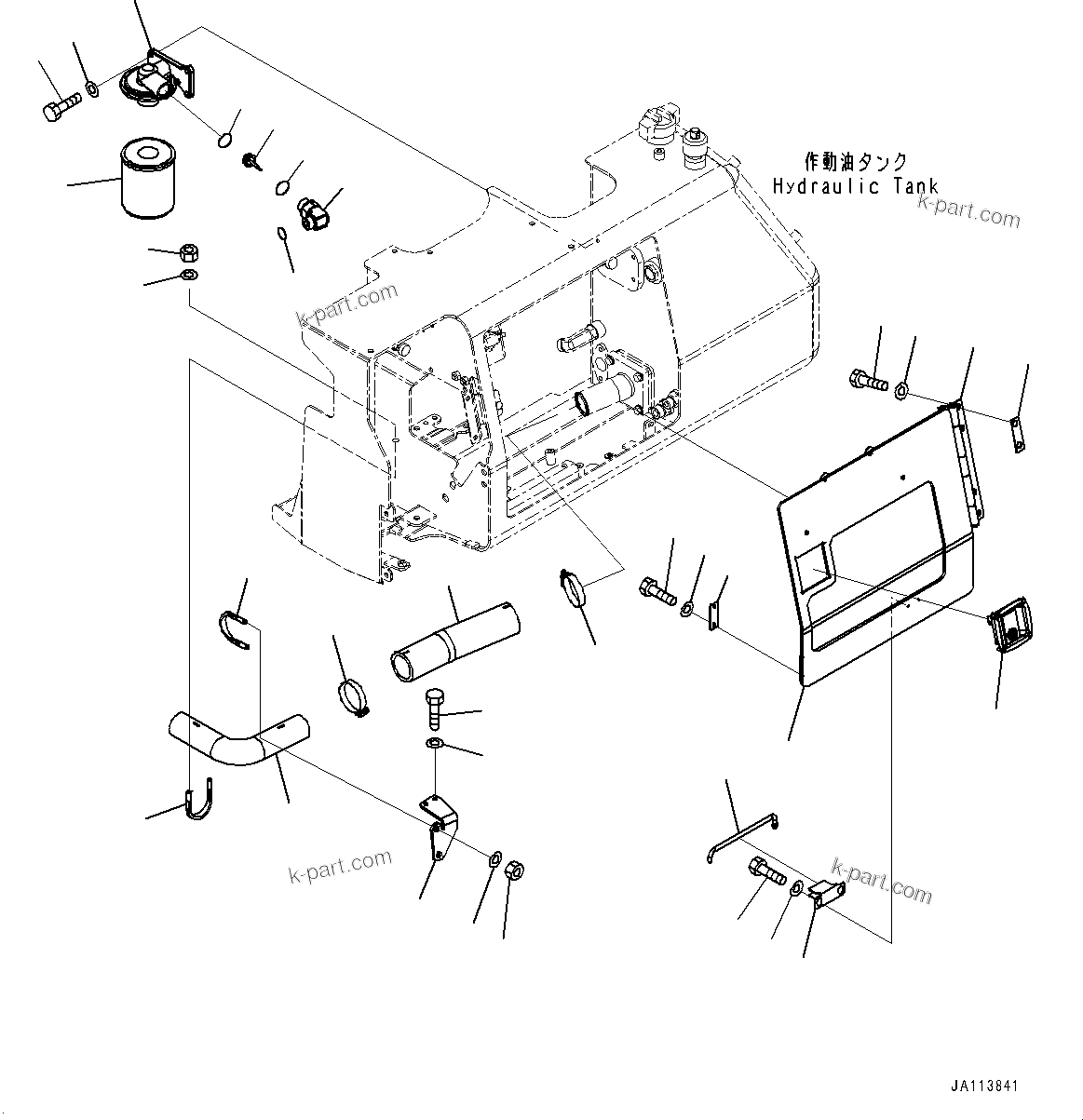Komatsu parts book diagram for D39PXI-24 S/N 110001-UP: HYDRAULIC TANK, FILTER(#110001-)