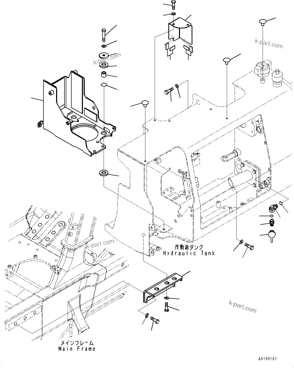 Komatsu parts book diagram for D39PXI-24 S/N 110001-UP: HYDRAULIC TANK, MOUNTING(#110001-)