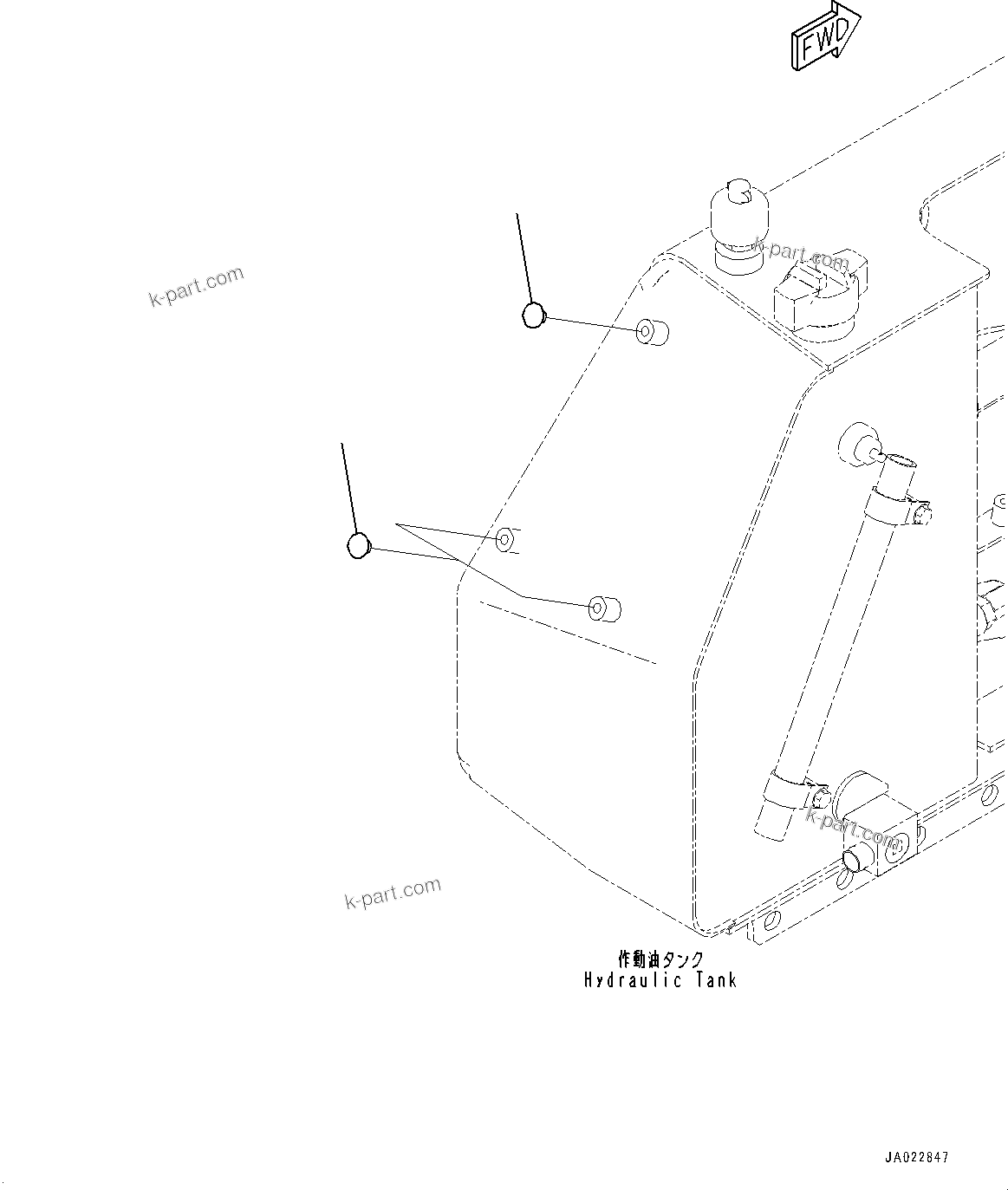 Komatsu parts book diagram for D39PXI-24 S/N 110001-UP: HYDRAULIC TANK, CAP(#110001-)