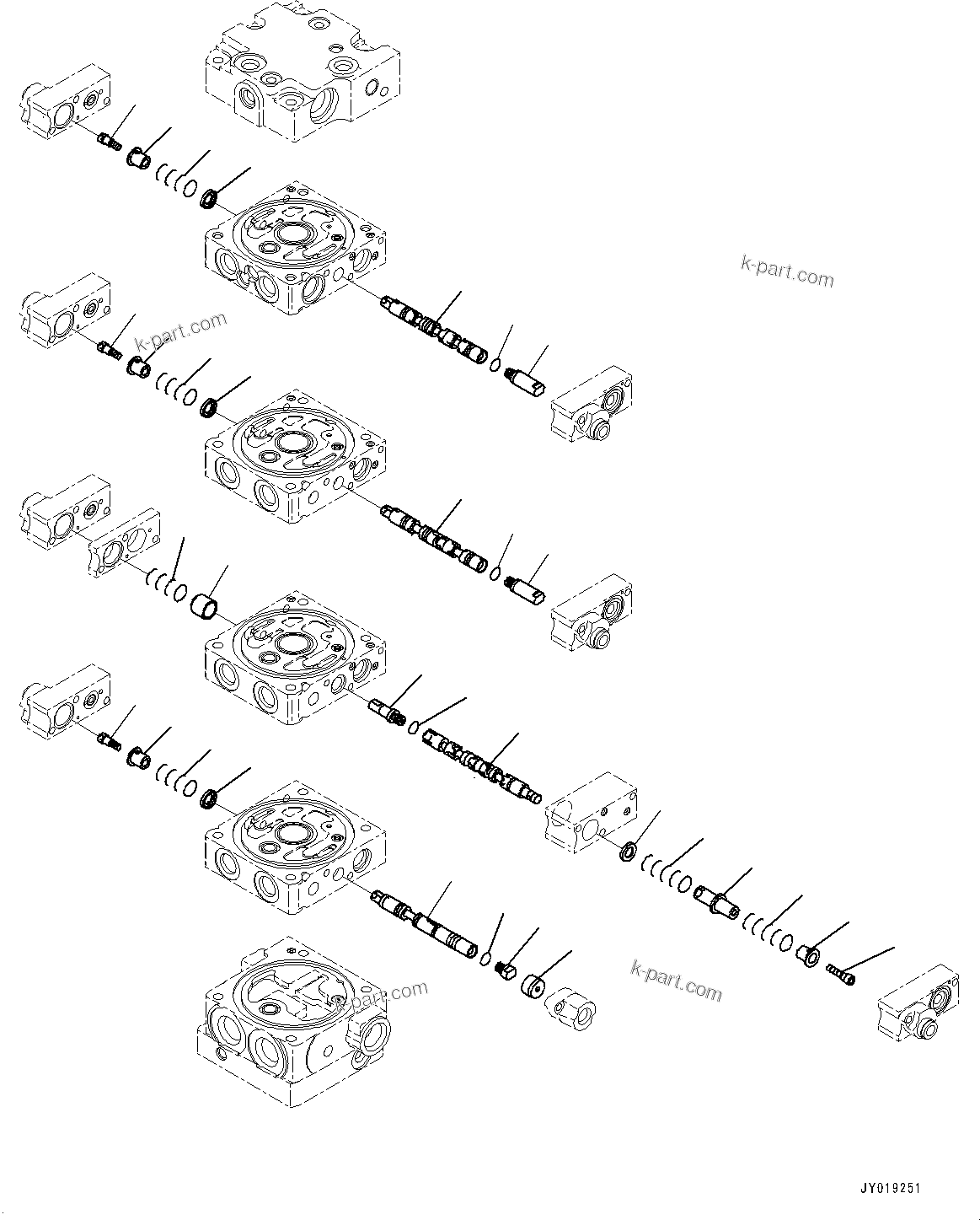 Komatsu parts book diagram for D39PXI-24 S/N 110001-UP: CONTROL VALVE, 4-VALVE (2/9)(#95001-)