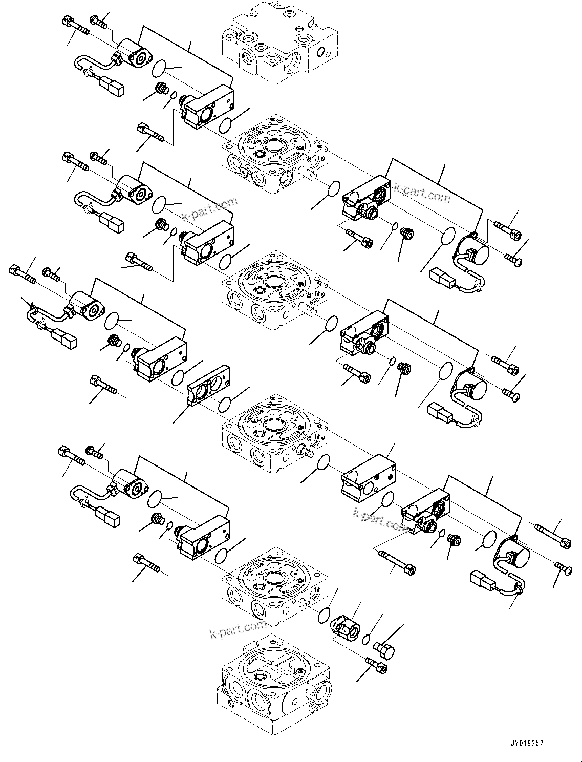 Komatsu parts book diagram for D39PXI-24 S/N 110001-UP: CONTROL VALVE, 4-VALVE (3/9)(#95001-)