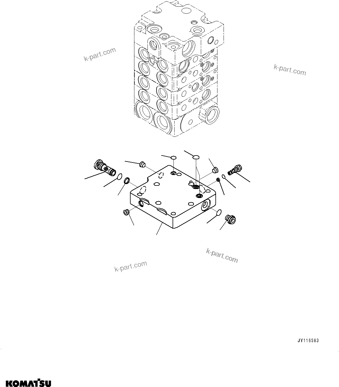 Komatsu parts book diagram for D39PXI-24 S/N 110001-UP: CONTROL VALVE, 4-VALVE (6/9)(#101481-)