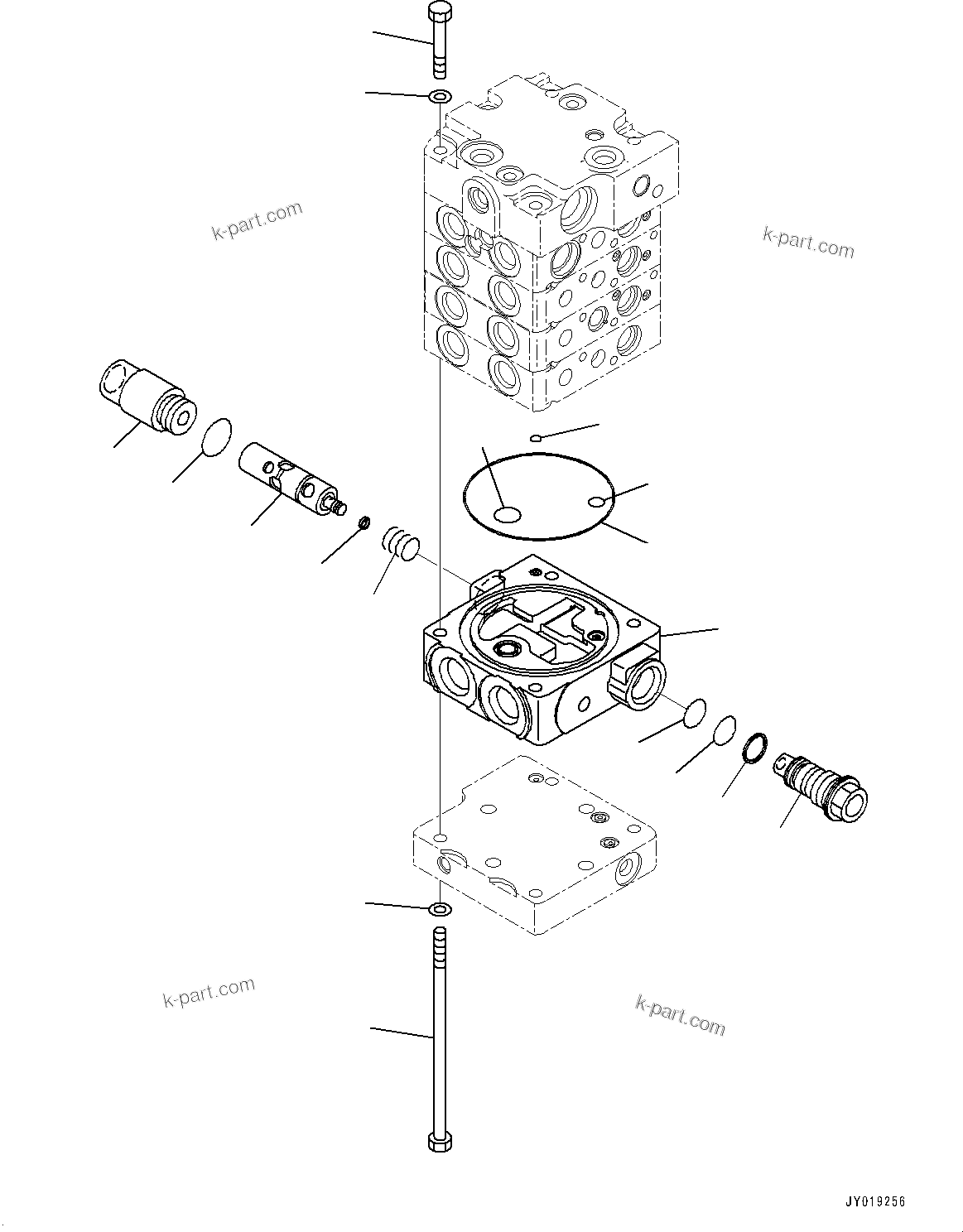 Komatsu parts book diagram for D39PXI-24 S/N 110001-UP: CONTROL VALVE, 4-VALVE (7/9)(#95001-)