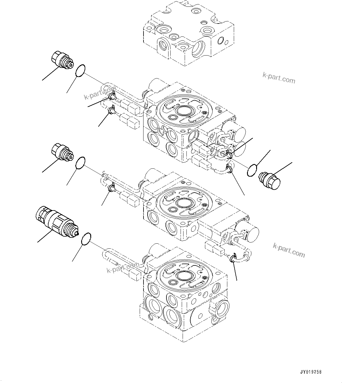Komatsu parts book diagram for D39PXI-24 S/N 110001-UP: CONTROL VALVE, 4-VALVE (9/9)(#95001-)