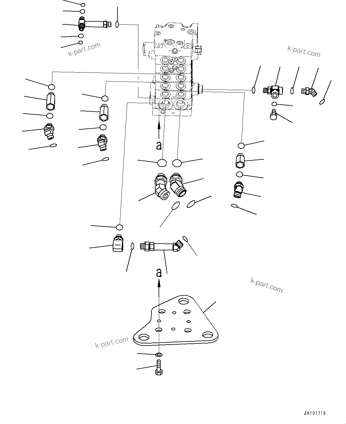 Komatsu parts book diagram for D39PXI-24 S/N 110001-UP: CONTROL VALVE, ELBOW(#95001-)