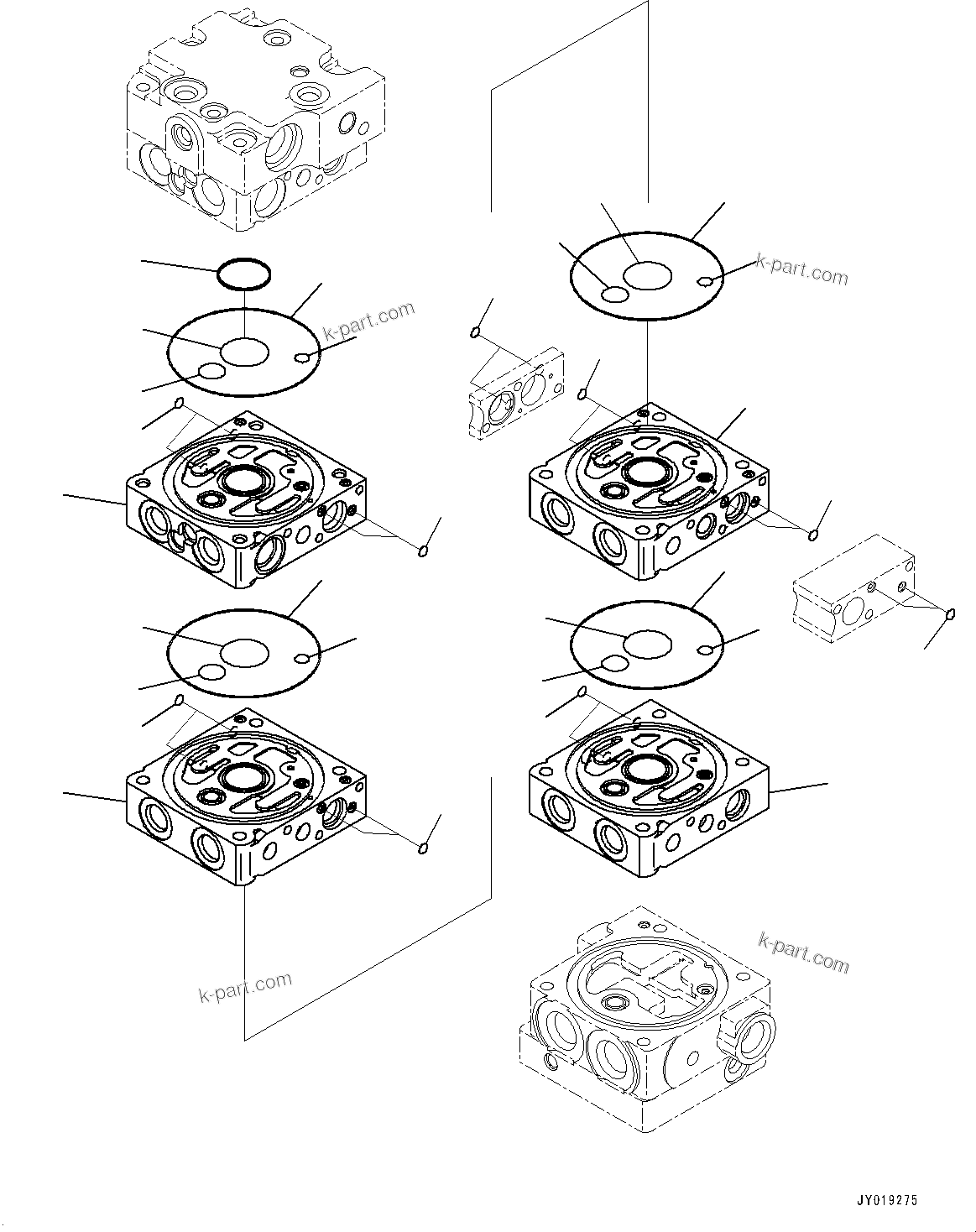 Komatsu parts book diagram for D39PXI-24 S/N 110001-UP: CONTROL VALVE, 5-VALVE (1/11)(#95001-)