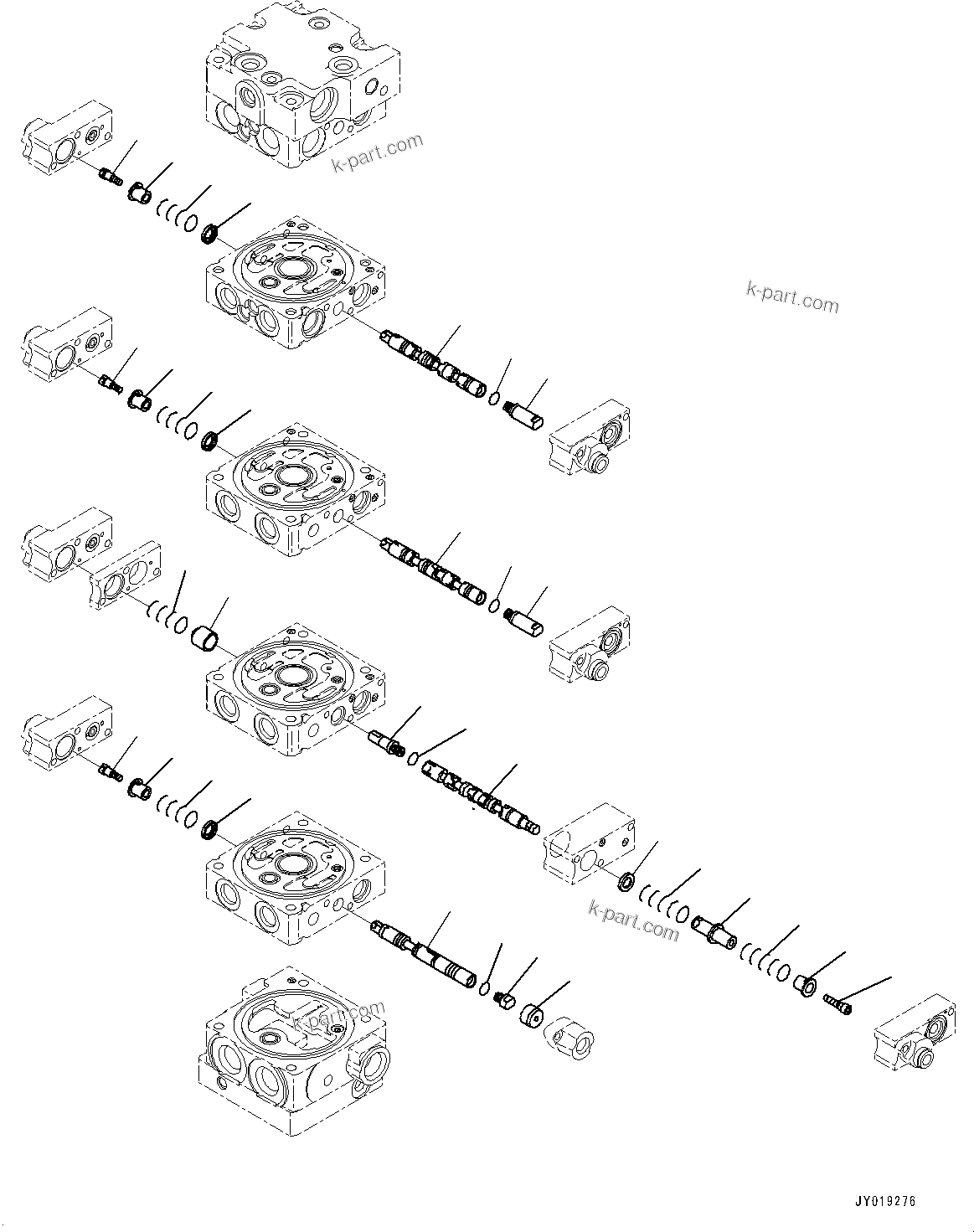 Komatsu parts book diagram for D39PXI-24 S/N 110001-UP: CONTROL VALVE, 5-VALVE (2/11)(#95001-)