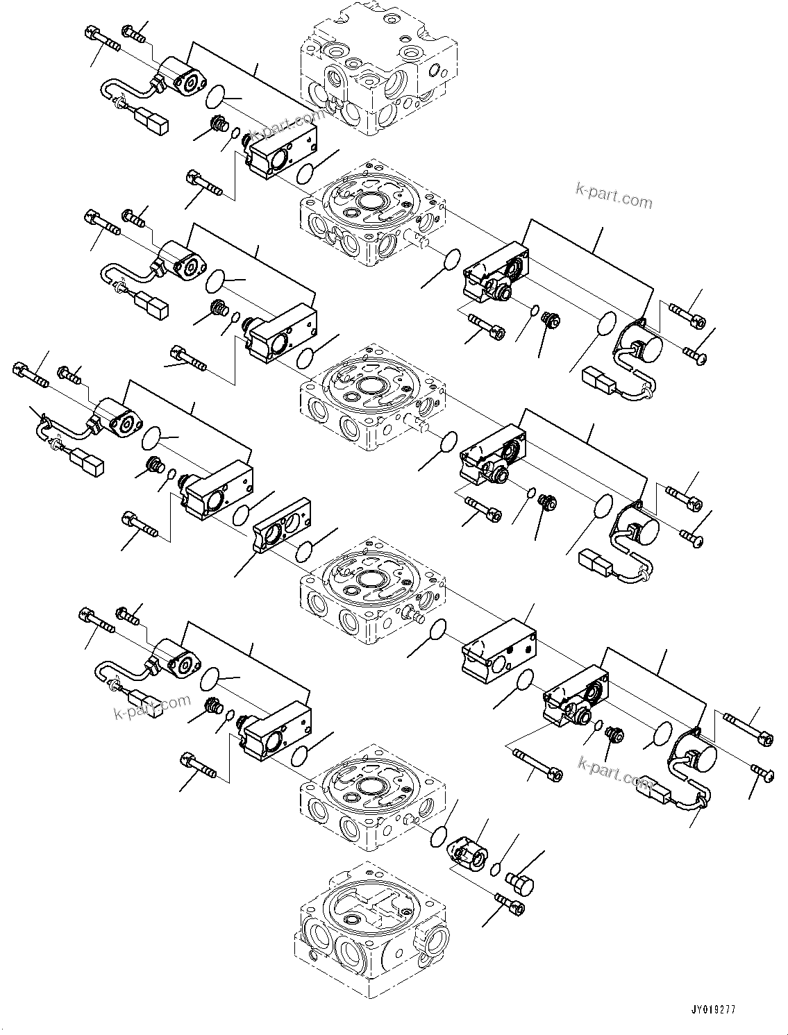 Komatsu parts book diagram for D39PXI-24 S/N 110001-UP: CONTROL VALVE, 5-VALVE (3/11)(#95001-)