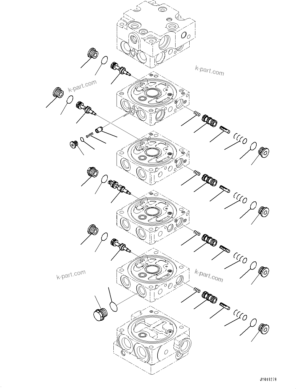 Komatsu parts book diagram for D39PXI-24 S/N 110001-UP: CONTROL VALVE, 5-VALVE (4/11)(#95001-)