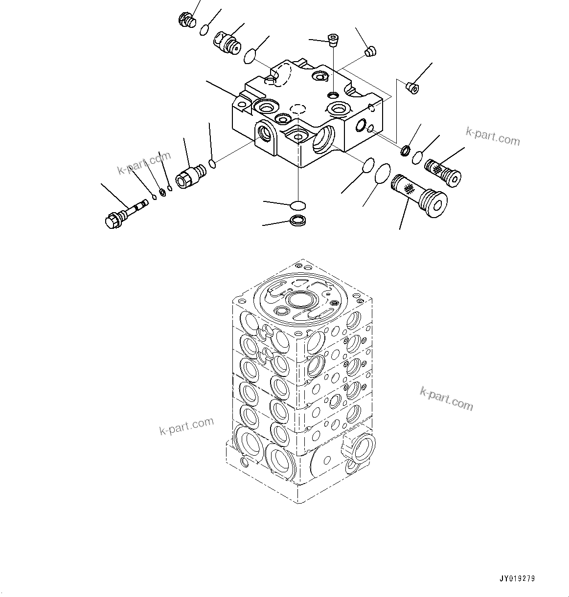 Komatsu parts book diagram for D39PXI-24 S/N 110001-UP: CONTROL VALVE, 5-VALVE (5/11)(#95001-101480)
