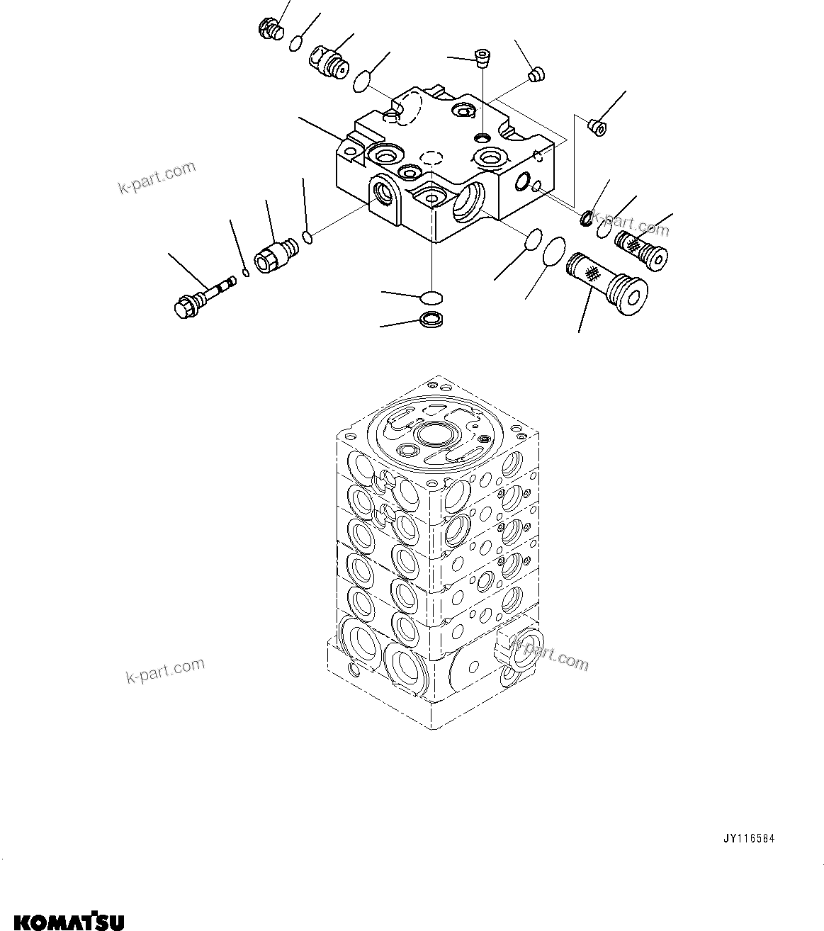 Komatsu parts book diagram for D39PXI-24 S/N 110001-UP: CONTROL VALVE, 5-VALVE (5/11)(#101481-)