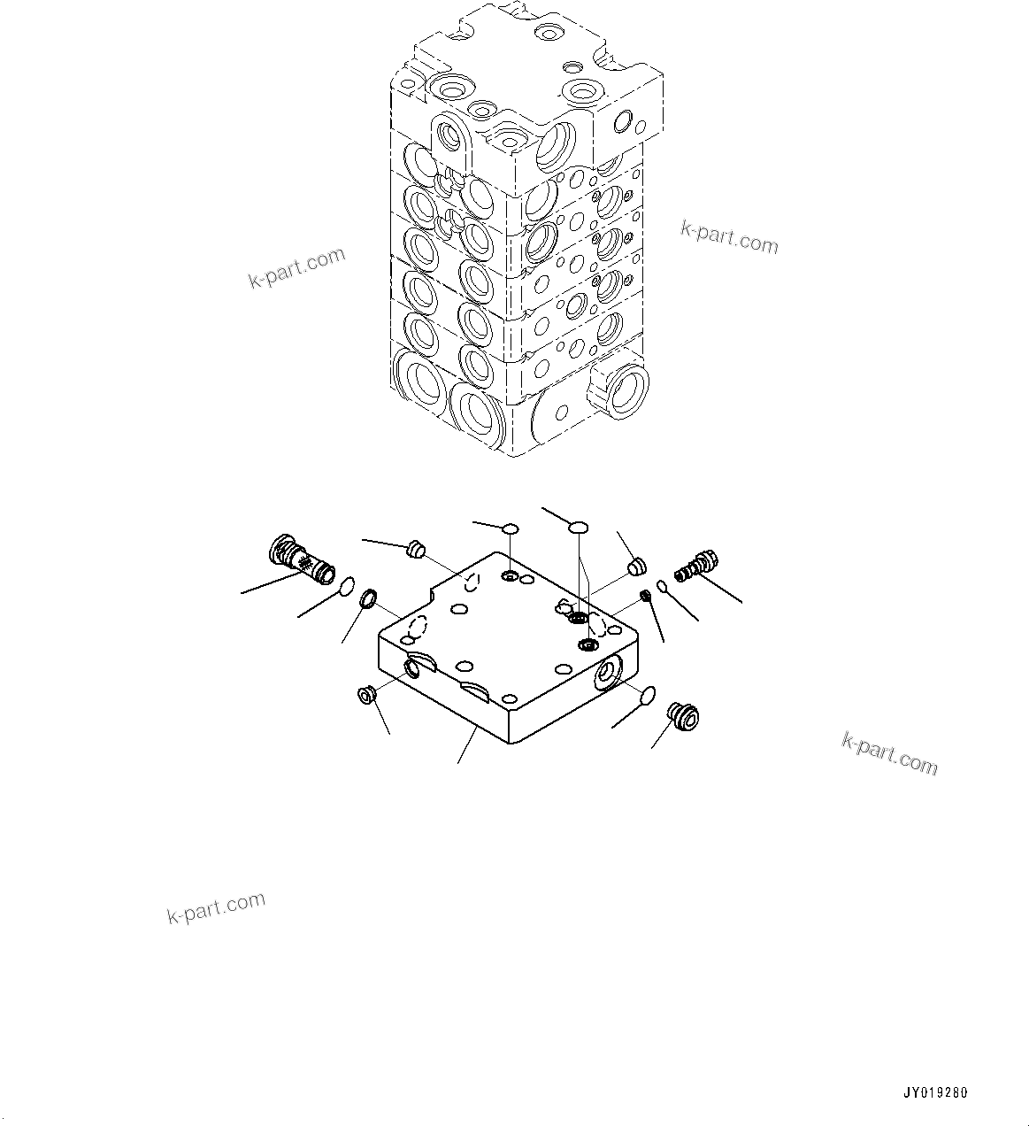 Komatsu parts book diagram for D39PXI-24 S/N 110001-UP: CONTROL VALVE, 5-VALVE (6/11)(#95001-101480)