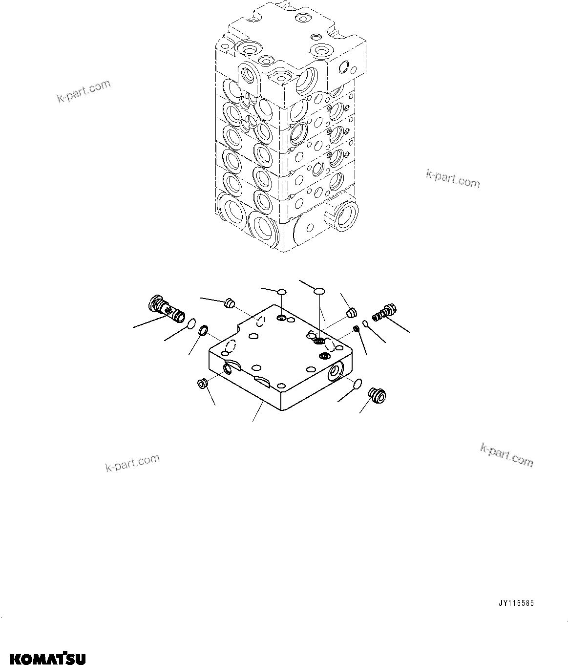 Komatsu parts book diagram for D39PXI-24 S/N 110001-UP: CONTROL VALVE, 5-VALVE (6/11)(#101481-)