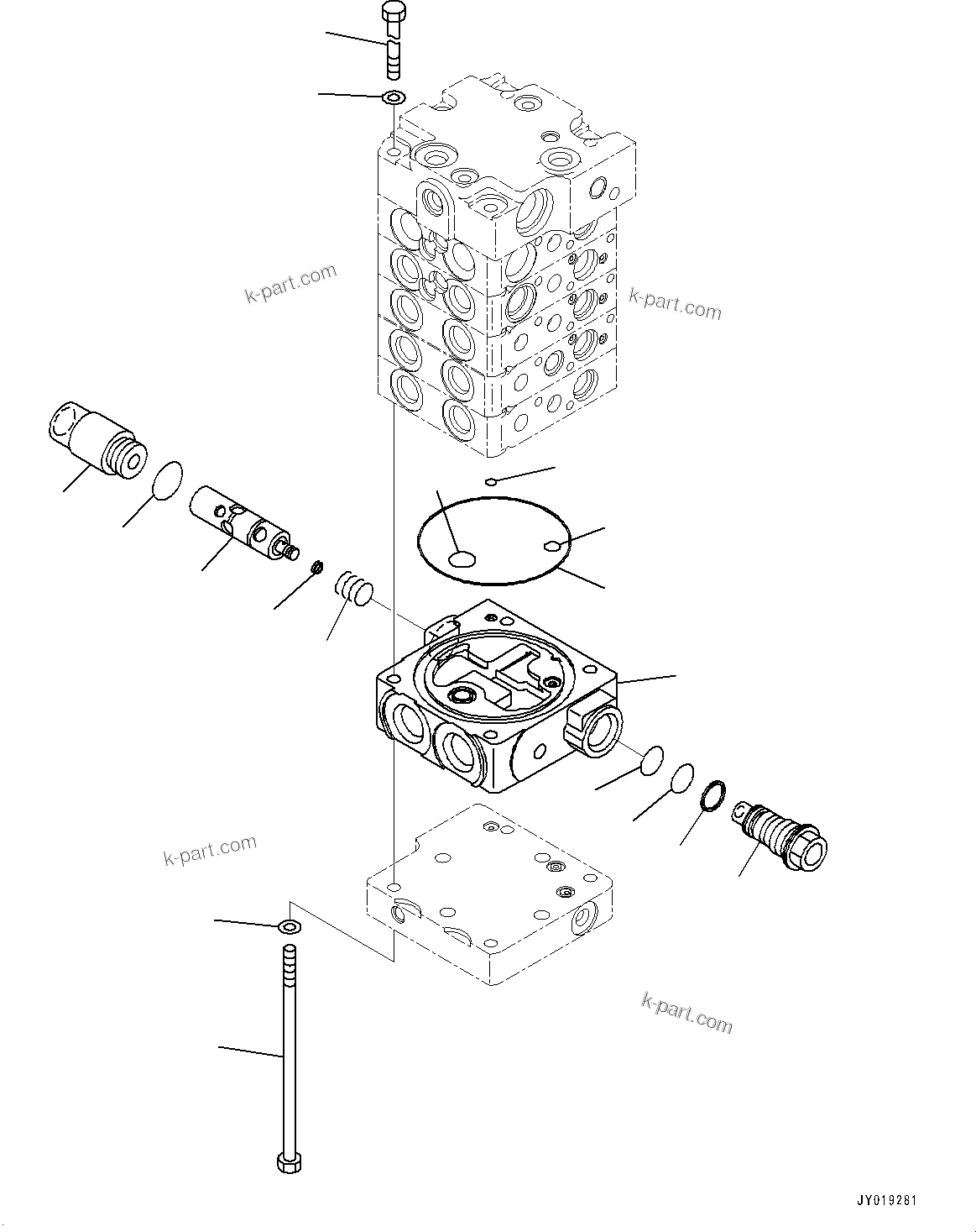 Komatsu parts book diagram for D39PXI-24 S/N 110001-UP: CONTROL VALVE, 5-VALVE (7/11)(#95001-)