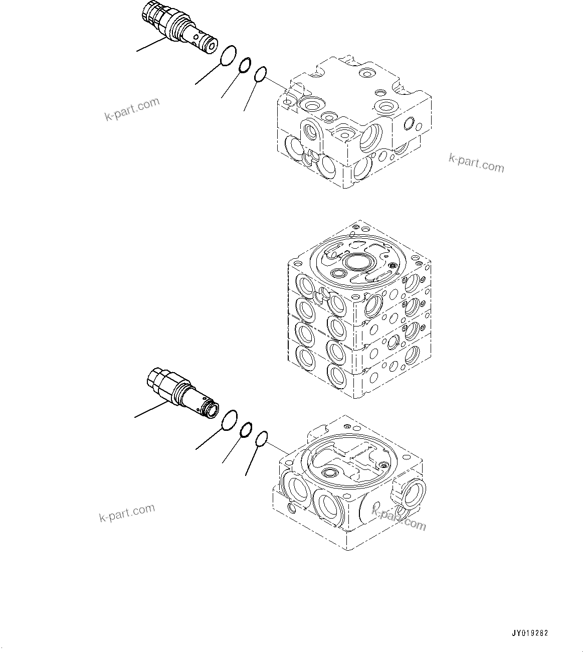 Komatsu parts book diagram for D39PXI-24 S/N 110001-UP: CONTROL VALVE, 5-VALVE (8/11)(#95001-)