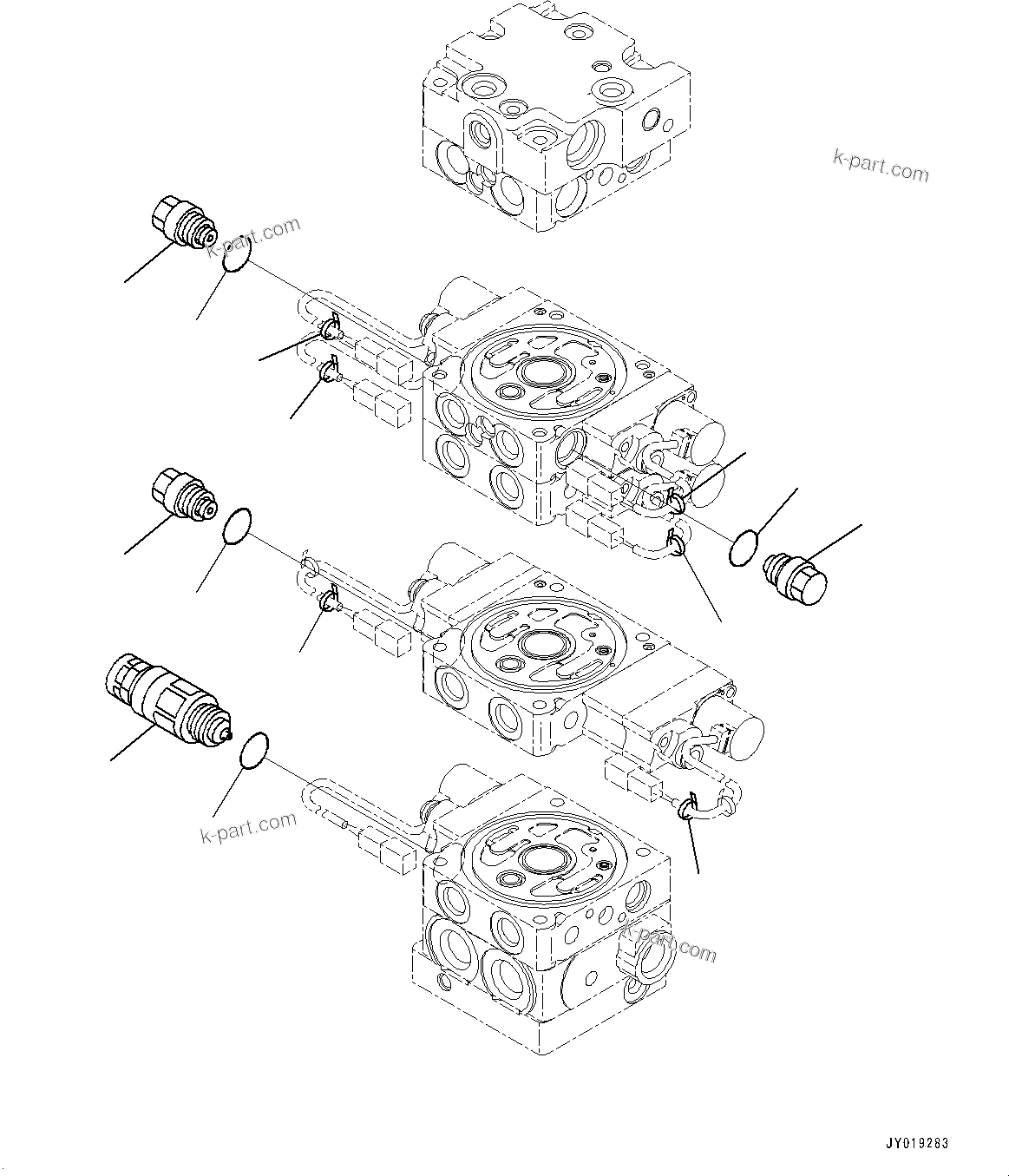 Komatsu parts book diagram for D39PXI-24 S/N 110001-UP: CONTROL VALVE, 5-VALVE (9/11)(#95001-)