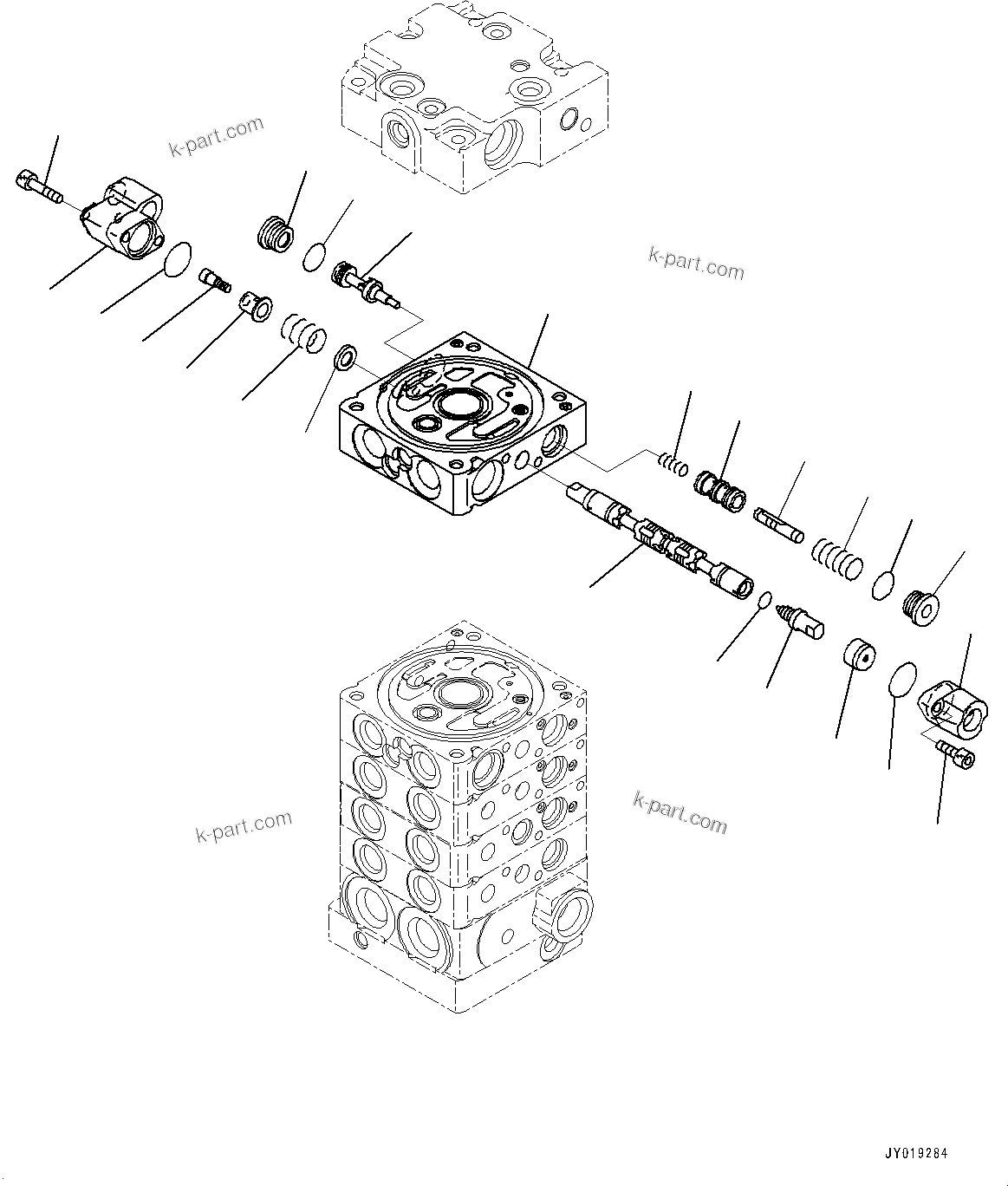 Komatsu parts book diagram for D39PXI-24 S/N 110001-UP: CONTROL VALVE, 5-VALVE (10/11)(#95001-)