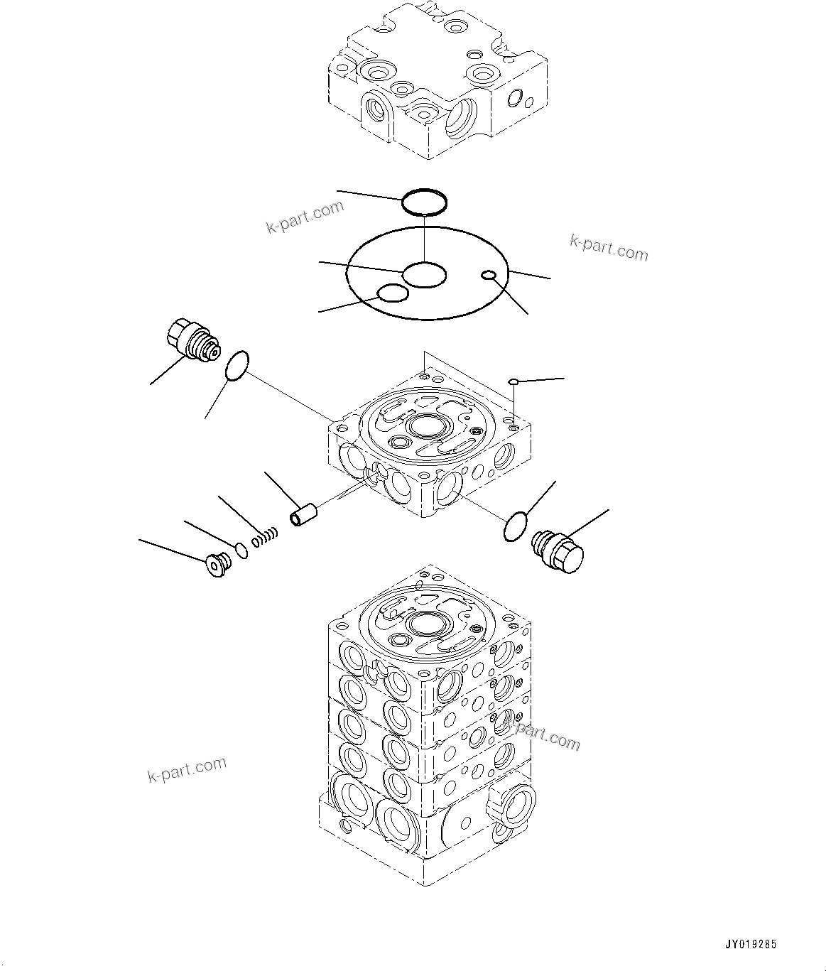 Komatsu parts book diagram for D39PXI-24 S/N 110001-UP: CONTROL VALVE, 5-VALVE (11/11)(#95001-)