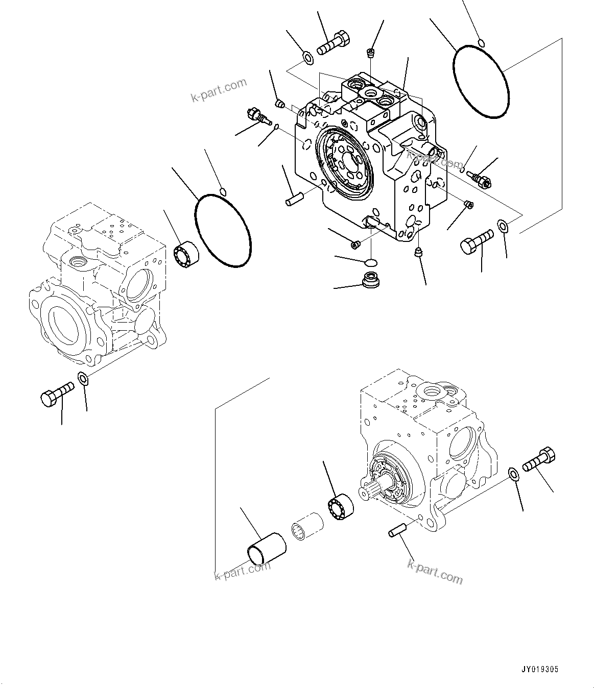 Komatsu parts book diagram for D39PXI-24 S/N 110001-UP: HYDRAULIC PUMP, HST PUMP (2/11)(#100001-)
