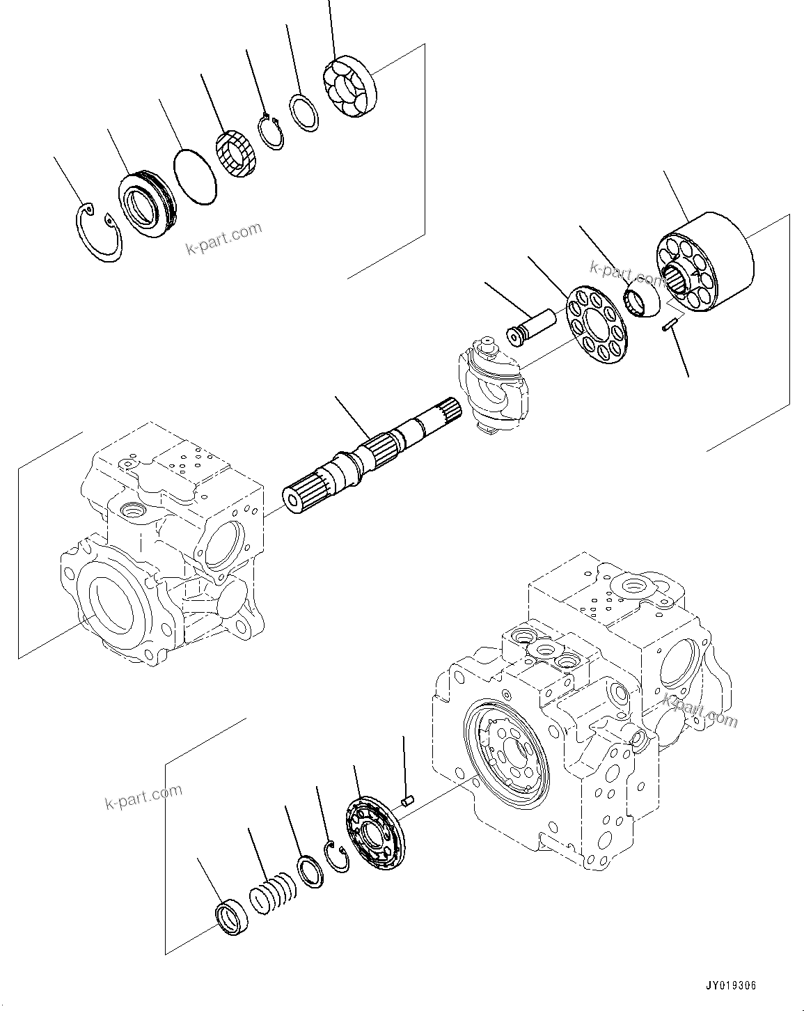 Komatsu parts book diagram for D39PXI-24 S/N 110001-UP: HYDRAULIC PUMP, HST PUMP (3/11)(#100001-)