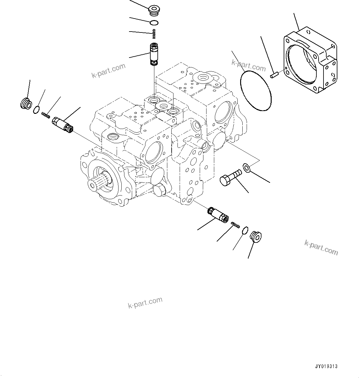 Komatsu parts book diagram for D39PXI-24 S/N 110001-UP: HYDRAULIC PUMP, HST PUMP (10/11)(#100001-)
