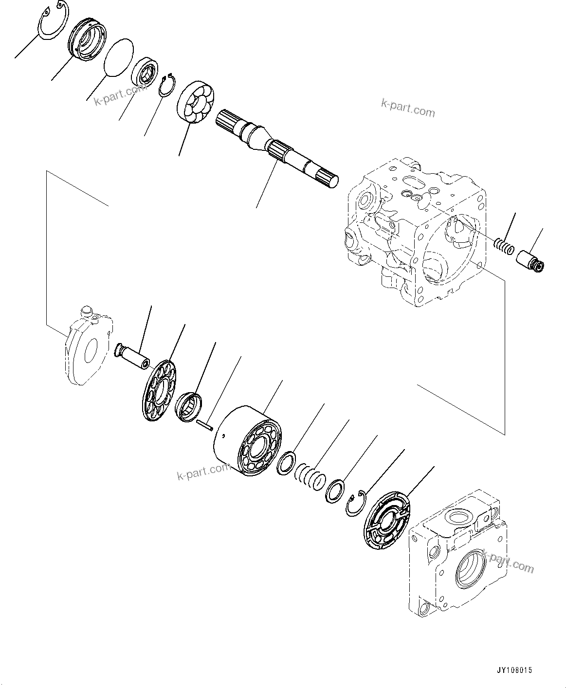 Komatsu parts book diagram for D39PXI-24 S/N 110001-UP: HYDRAULIC PUMP, PISTON PUMP (2/4)(#100001-)
